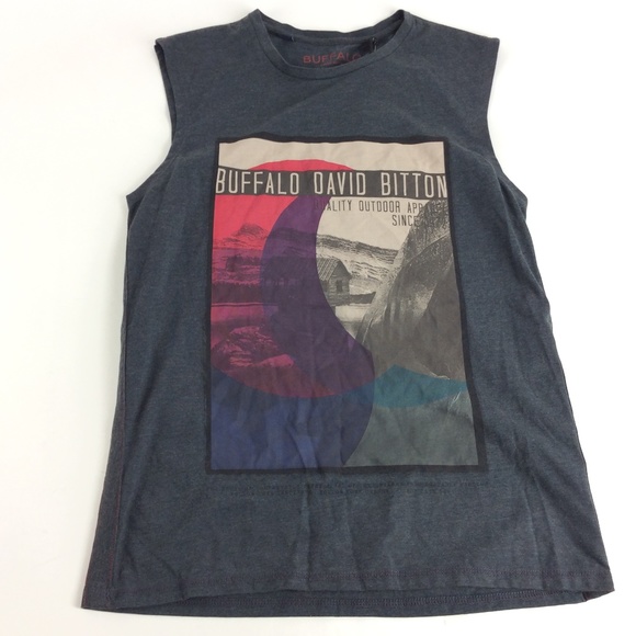 - New Buffalo Mens Gray Graphic Tank Top - Picture 1 of 4